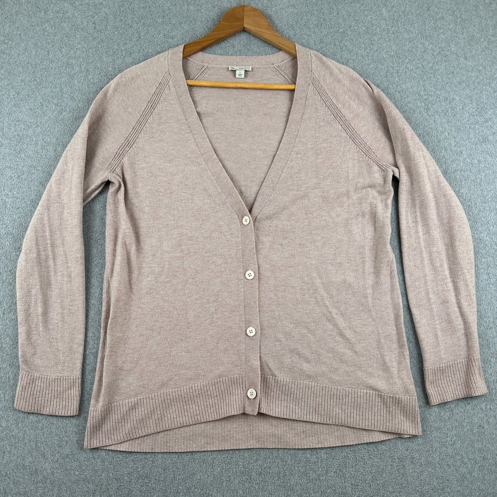 Gap Cardigan Womens L 981972 Pink Merino Wool Blend Button Down V-Neck Sweater